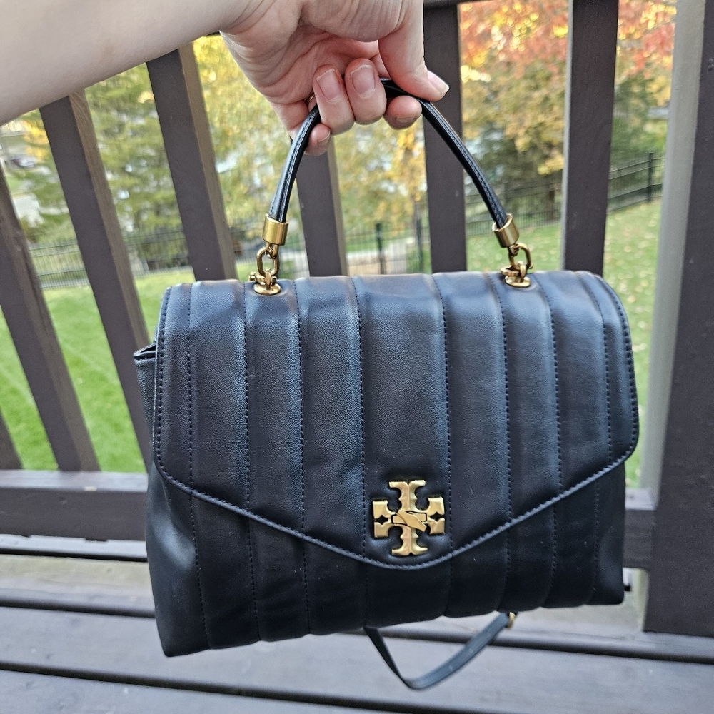 Tory Burch Gold and Black Quilted Crossbody Bag